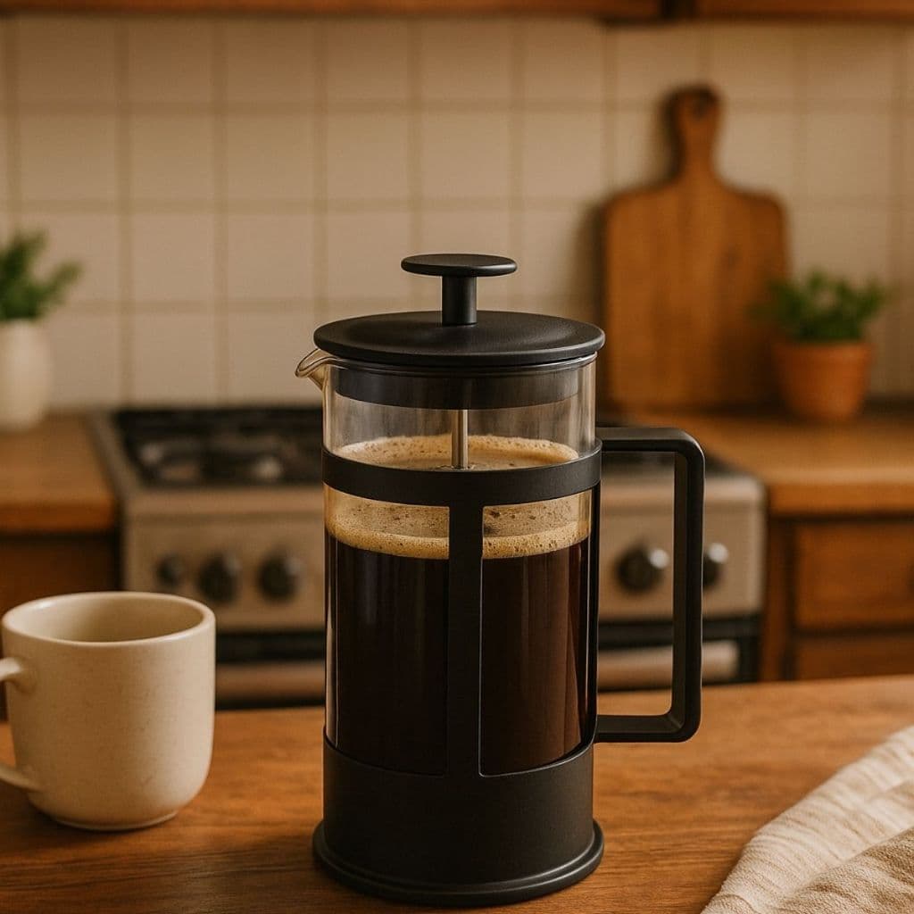 Cafeteira Prensa Francesa 600ml Cremeira Cafe Cha Leite Capuccino Cremoso Vidro Preto