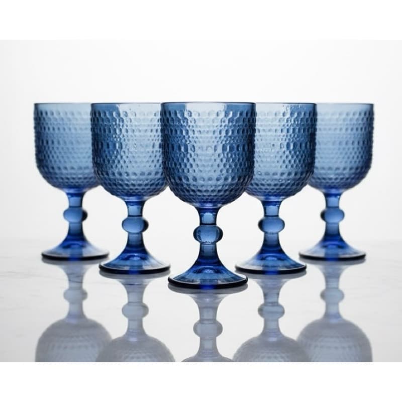 Conjunto 6 Taças Pérola Azul 380ml Bubble para Suco, Água, Vinho e Drinks