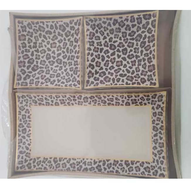 Produto  Petisqueira , Travessas  de vidro Retangular/ Quadrada  / Estampa Onça