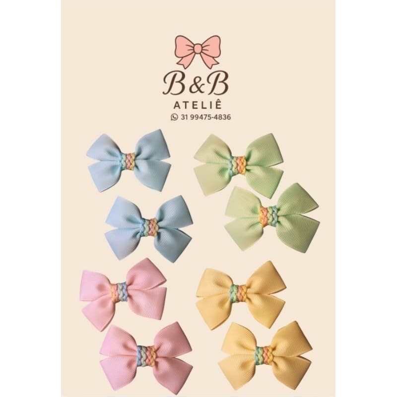 🎀 Laços Infantis de Fita Gorgurão Cores Pastel – Par ou Kit Completo | Laço de Cabelo Bebê, Infantil, Bico de Pato