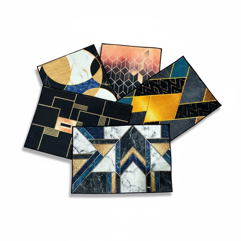 Tapete de Porta Hall Banheiro Entrada 60x40cm Várias Estampas Tapete Geometrica de Banheiro