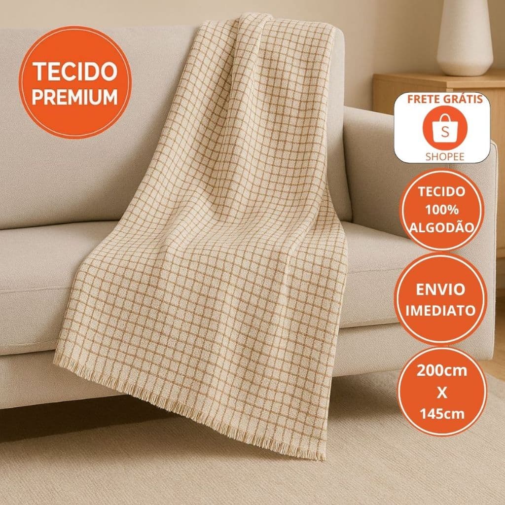 Manta Para Sofá 200x145 Gigante Luxo Tipo Capa De Sofá Protetora 100% Algodão Decorativa