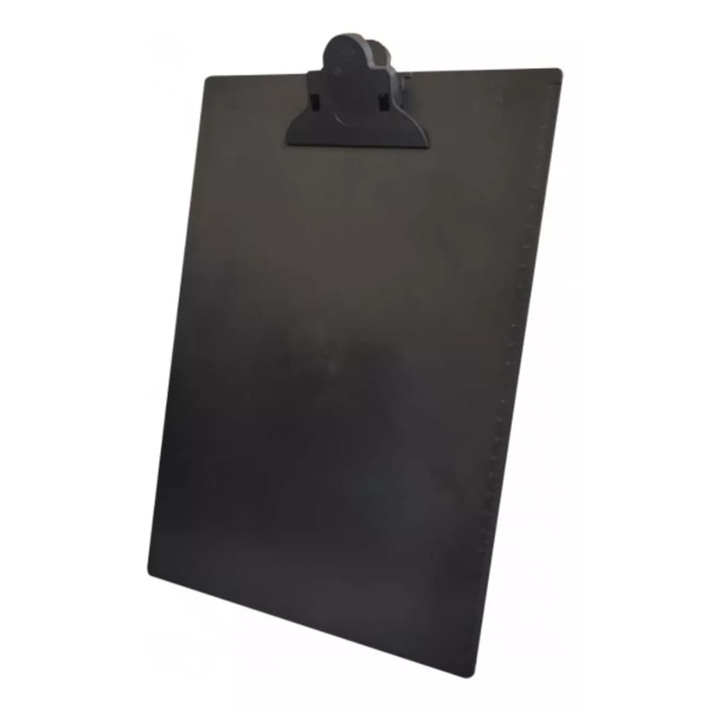 Prancheta Ofício A4 Régua Preta Garra Plástica Kit Com 02 Preto
