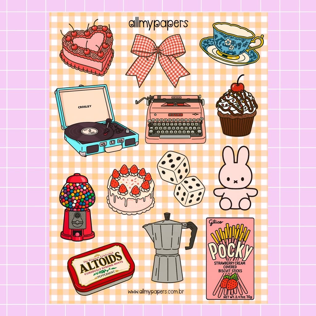 Cartela de Adesivos para Planner Bujo Journal Scrapbook Kindle - All My Papers Coleção Coisinhas #1
