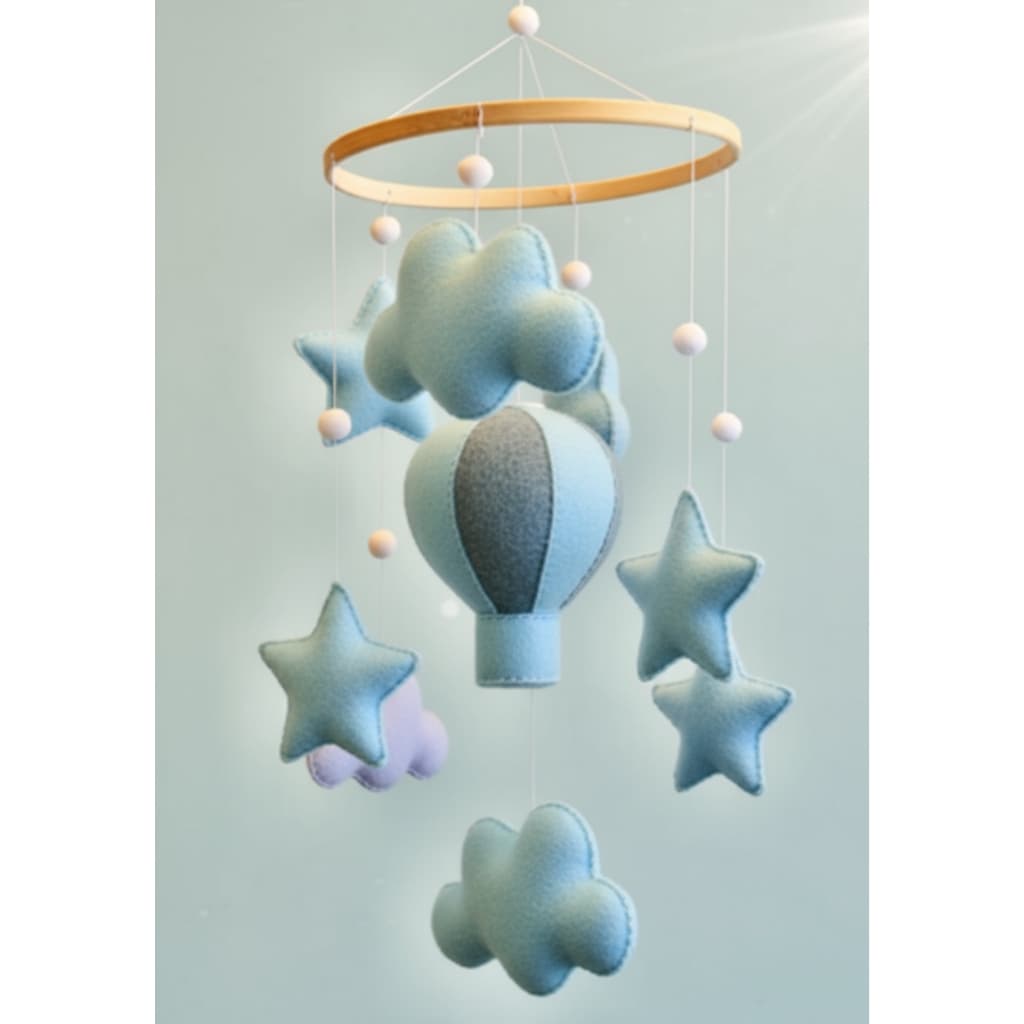 Mobile de Berço, Decoração de quarto infantil, balão, nuvem e estrelas