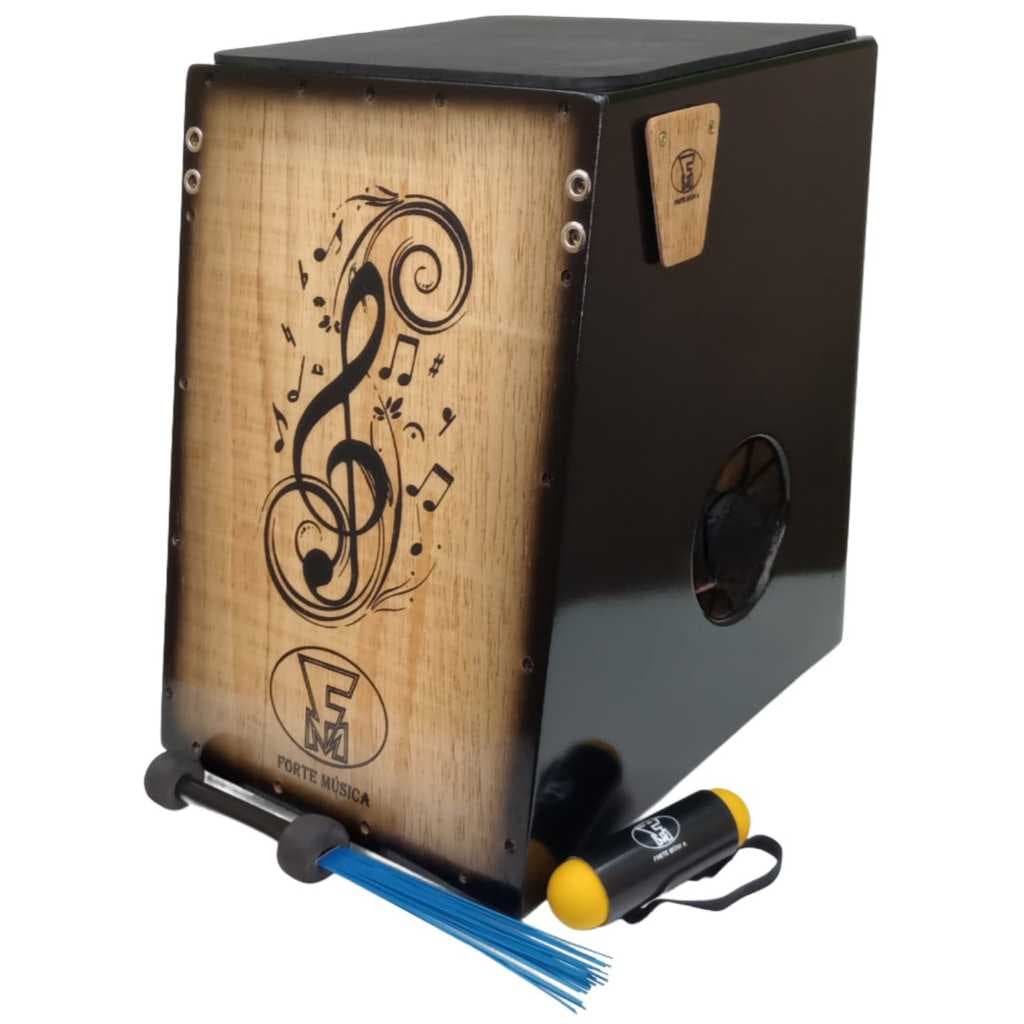 Cajon Duplo Som " ACÚSTICO"  - Forte Musica - 2 BUMBOS + 3 ACESSÓRIOS (SEM CAPTAÇÃO ELÉTRICA)