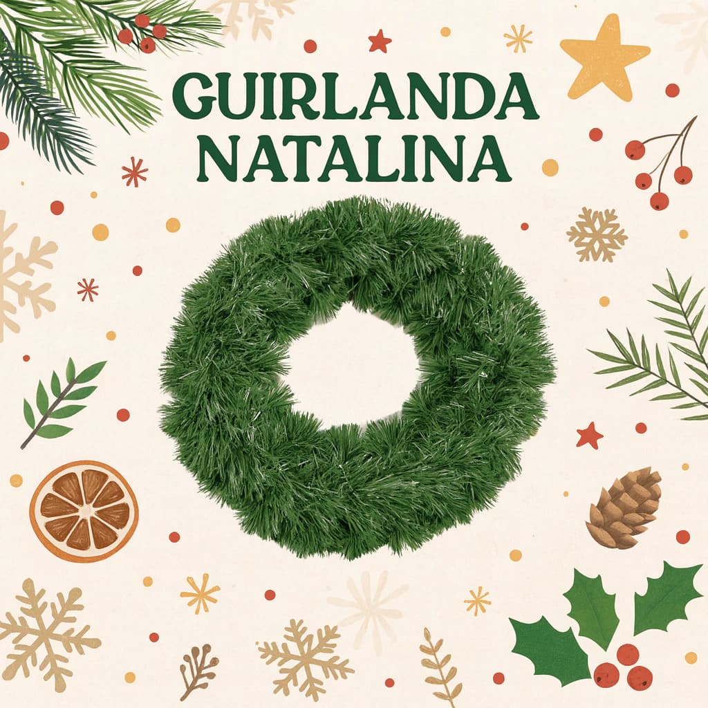 Guirlanda Natalina Verde Escuro 24,6 cm  Decoração Personalizável Enfeite Verde Neve