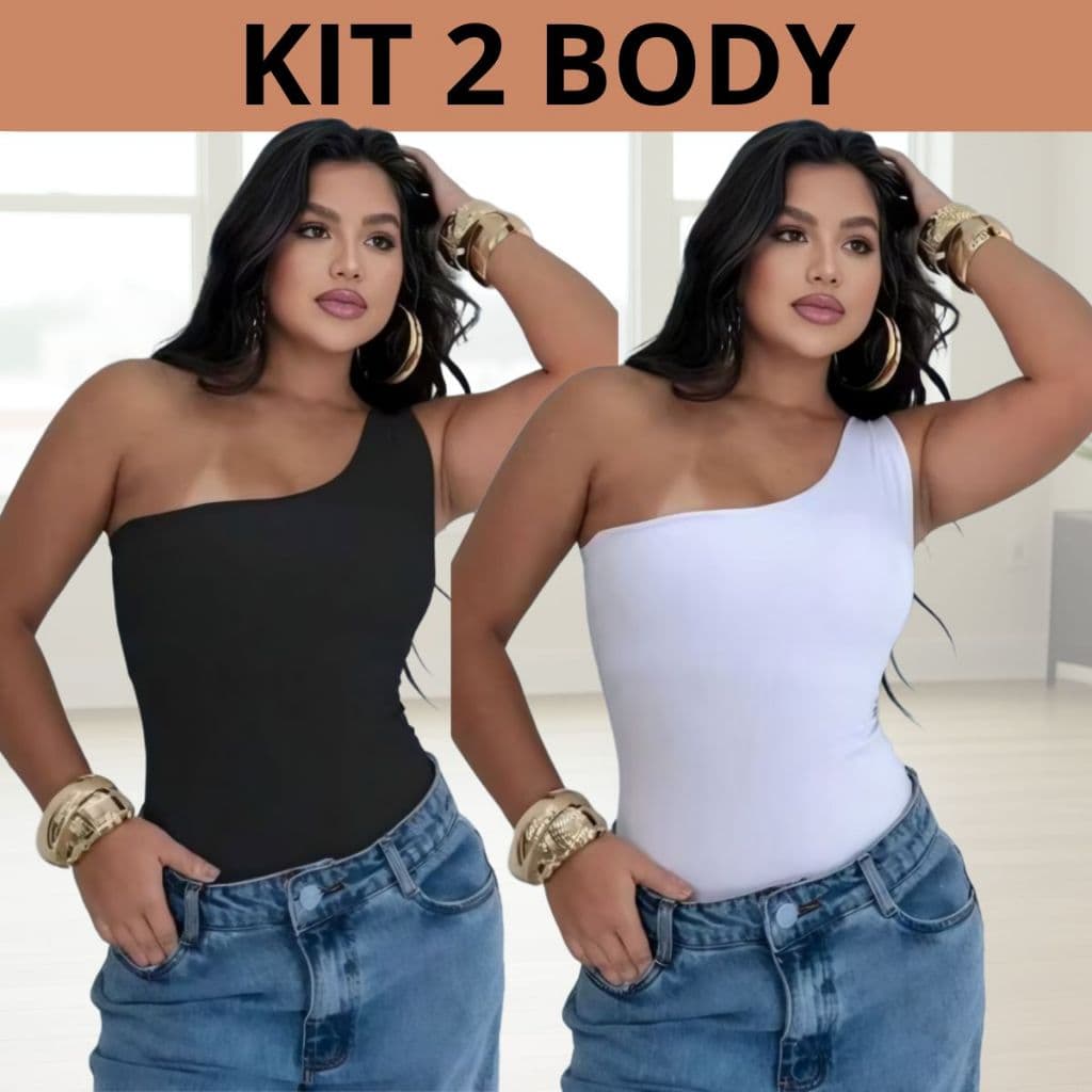 Kit 2 Body Feminino Suplex Um Ombro Só Mula Manca Toque Poliamida Moda Verão