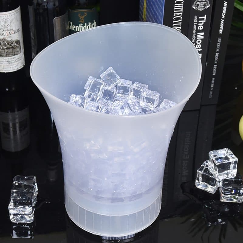 Balde de Gelo Bebidas com LED Multicolorida Caixa de Som Integrada Bluetooth para Festas 5w - Branca