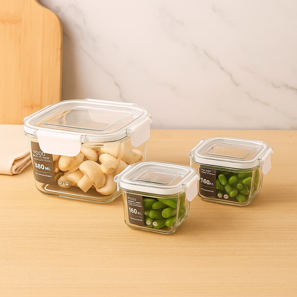 Conjunto Potes Hermeticos Quadrados Organizacao Conservacao Alimentos Cozinha
