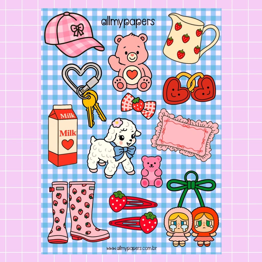 Cartela de Adesivos para Planner Bujo Journal Scrapbook Kindle - All My Papers Coleção Coisinhas #8