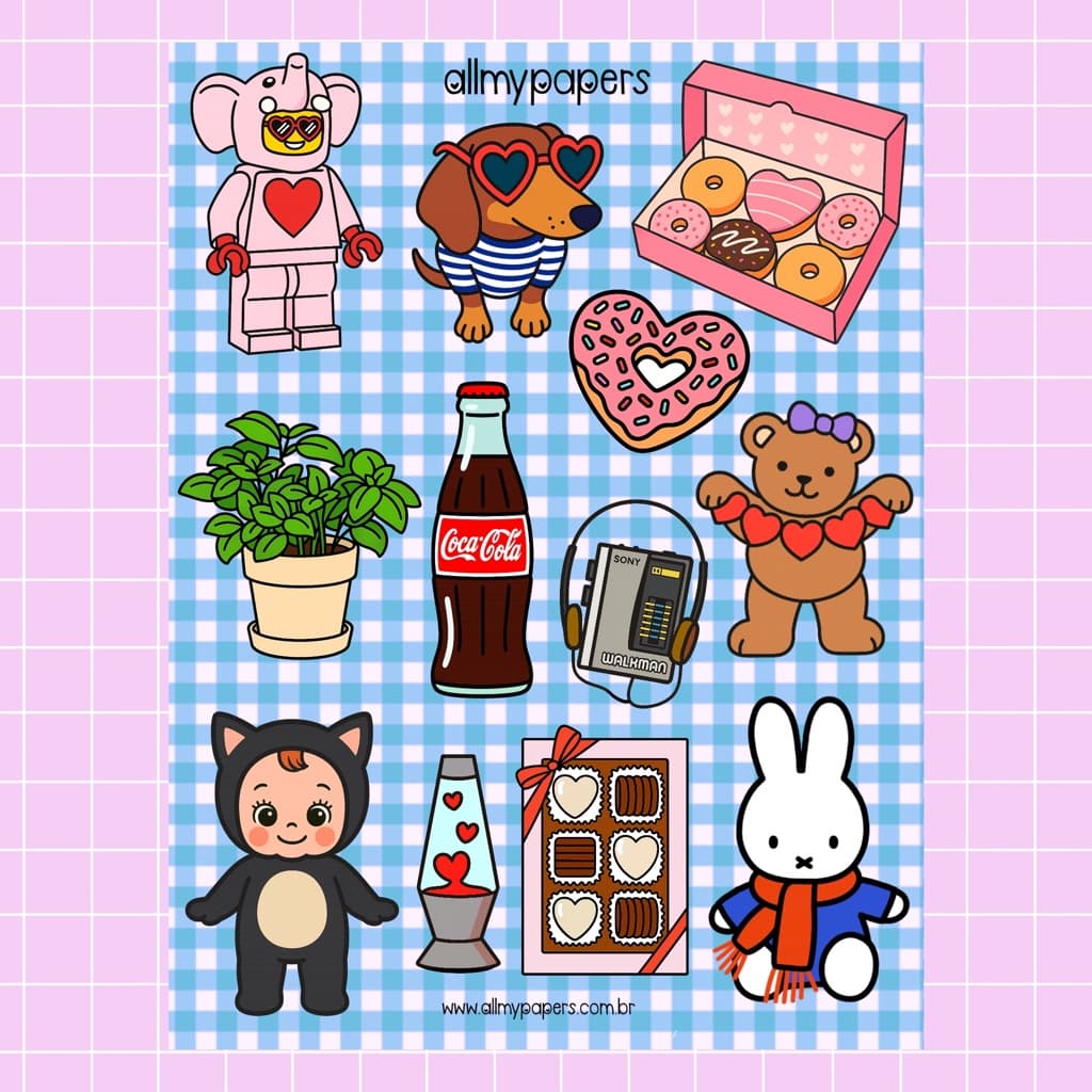 Cartela de Adesivos para Planner Bujo Journal Scrapbook Kindle - All My Papers Coleção Coisinhas #10