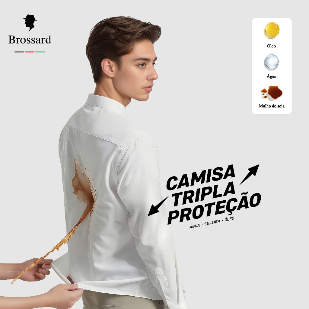 Camisa Social Masculina Tripla Proteção BROSSARD Série Diamante Produto Importado Frete Grátis