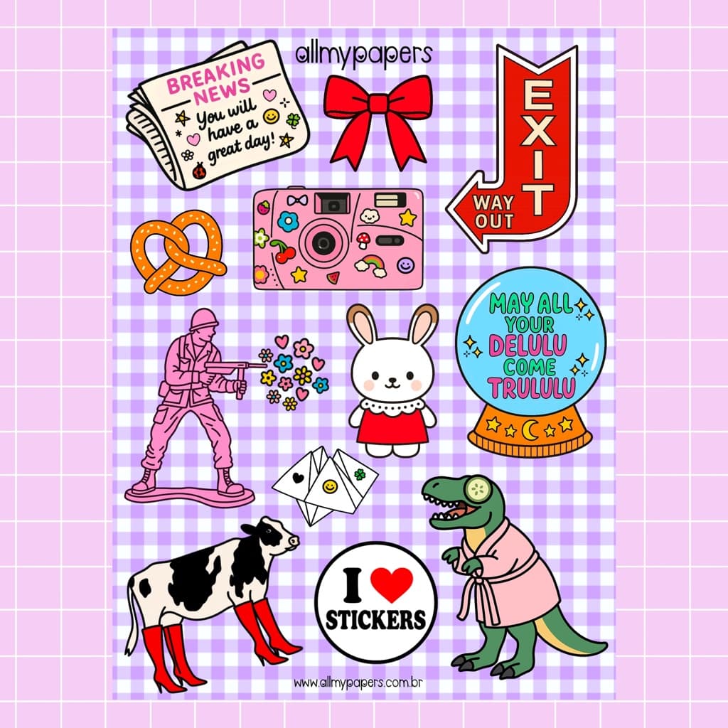 Cartela de Adesivos para Planner Bujo Journal Scrapbook Kindle - All My Papers Coleção Coisinhas #14