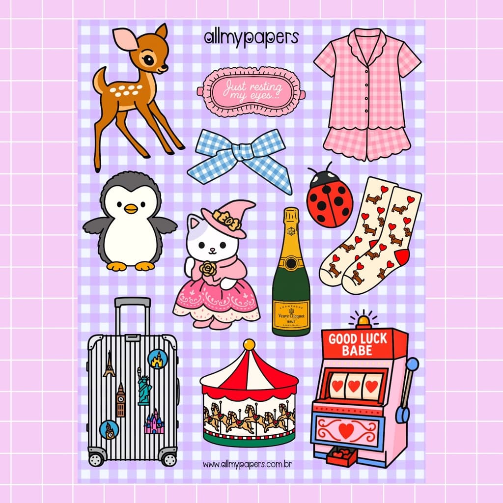 Cartela de Adesivos para Planner Bujo Journal Scrapbook Kindle - All My Papers Coleção Coisinhas #20
