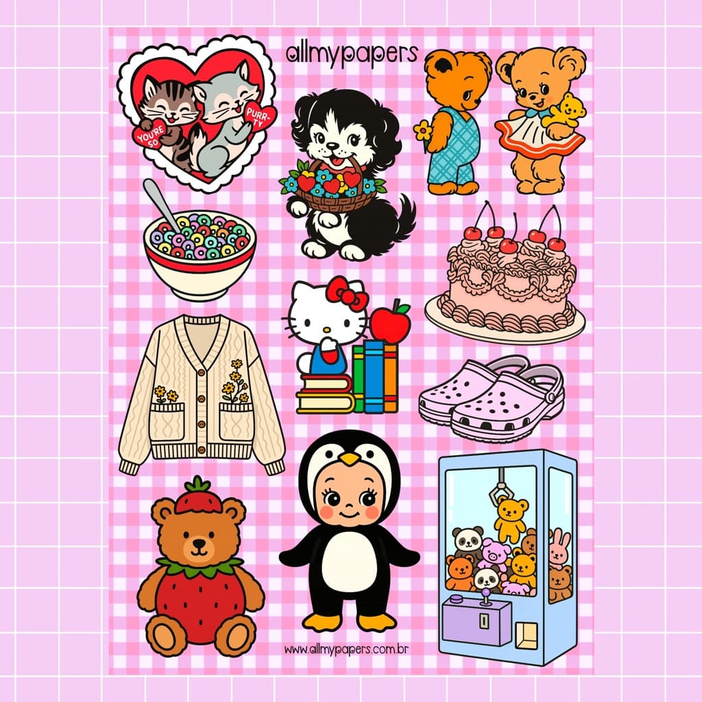Cartela de Adesivos para Planner Bujo Journal Scrapbook Kindle - All My Papers Coleção Coisinhas #30