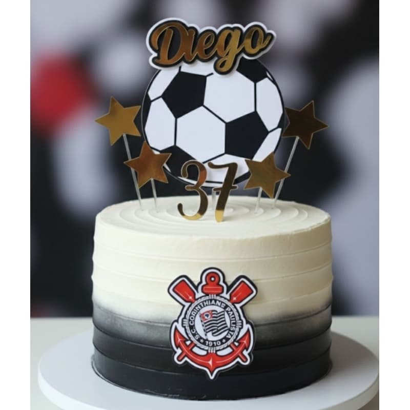 ENVIO RÁPIDO Topo de Bolo 3D Corinthians- Topper Personalizado Corinthians- Festa Corinthians-Futebol