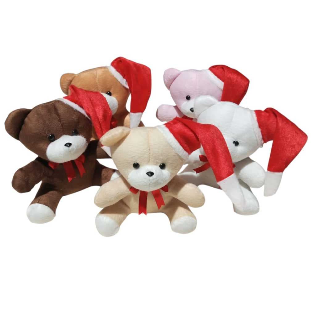 Urso de Natal com Gorro e Laço/ Decoração/ Árvore de Natal/ Diversas Cores/Natal/ Festas/ Envio Rápido