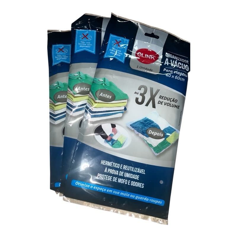 Kit Saco Organizador A Vácuo Para Mala de Viagem e Guarda Roupa Proteção e Redução de Volume