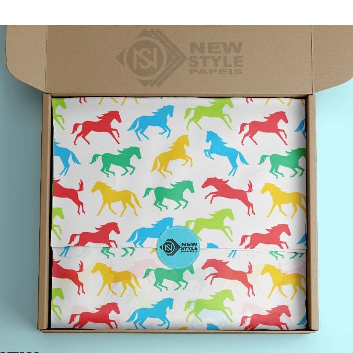 Papel de seda Premium 35x50 cm CAVALOS, FERRADURAS