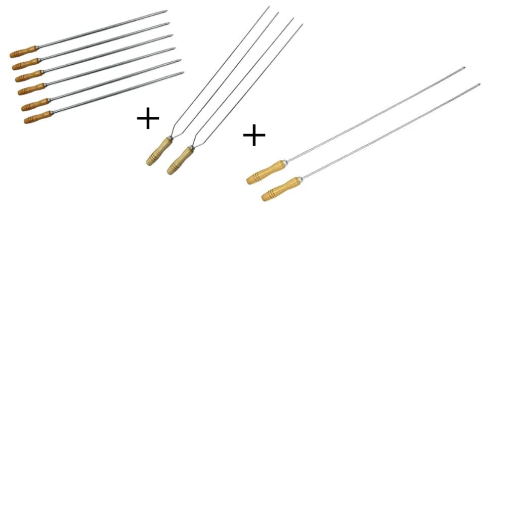 Kit espetos aço inox- 6 carne, 2 duplos, 2 coração