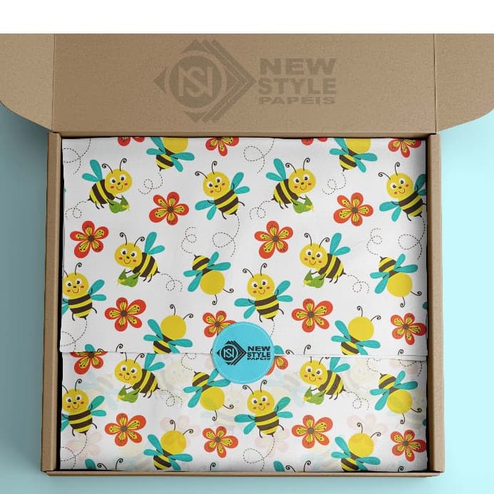 Papel De Seda Premium 35x50 cm ABELHINHAS, MEL