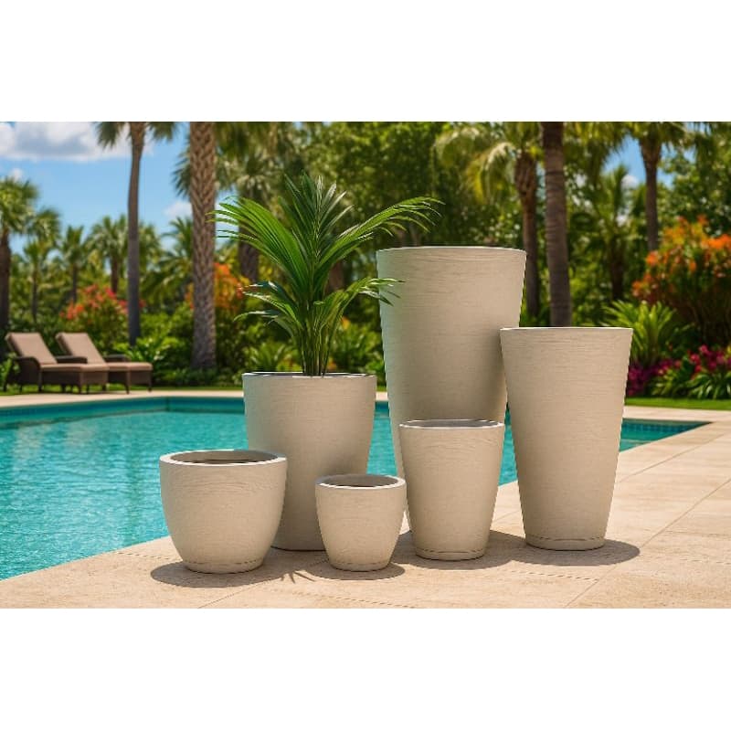 kit 6 vasos Coluna Redonda Escovada 1,2,3,4 e Bojo Escovado 1,2 Decorativo, Grande, Resistente e Elegante, Jardim e Casa