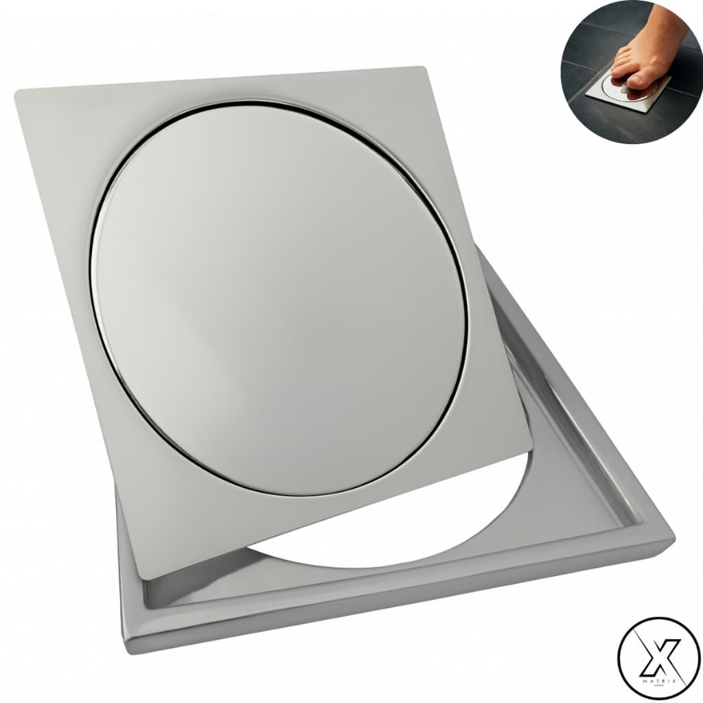 Ralo Click 15x15 Inteligente Pop Up Inox Oculto Invisível Cromado+ Porta Grelha Caixilho