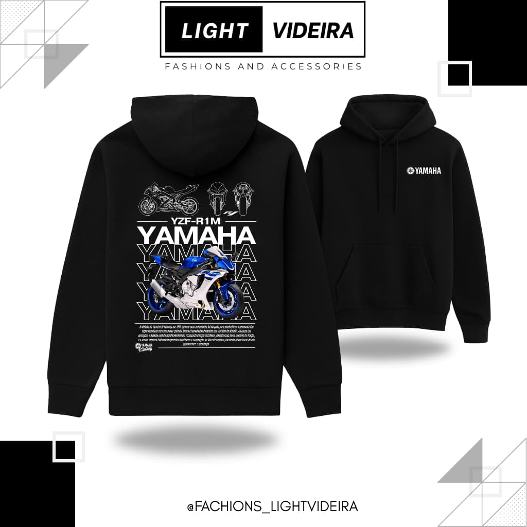 Moletom Blusa De Frio Casaco Blusa Canguru, Motociclista, Estampa Yamaha YZF-R1, 100% Algodão Premium variedade de cores