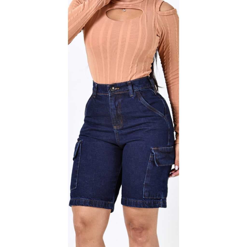 Bermuda Jeans feminina pedal Cargo