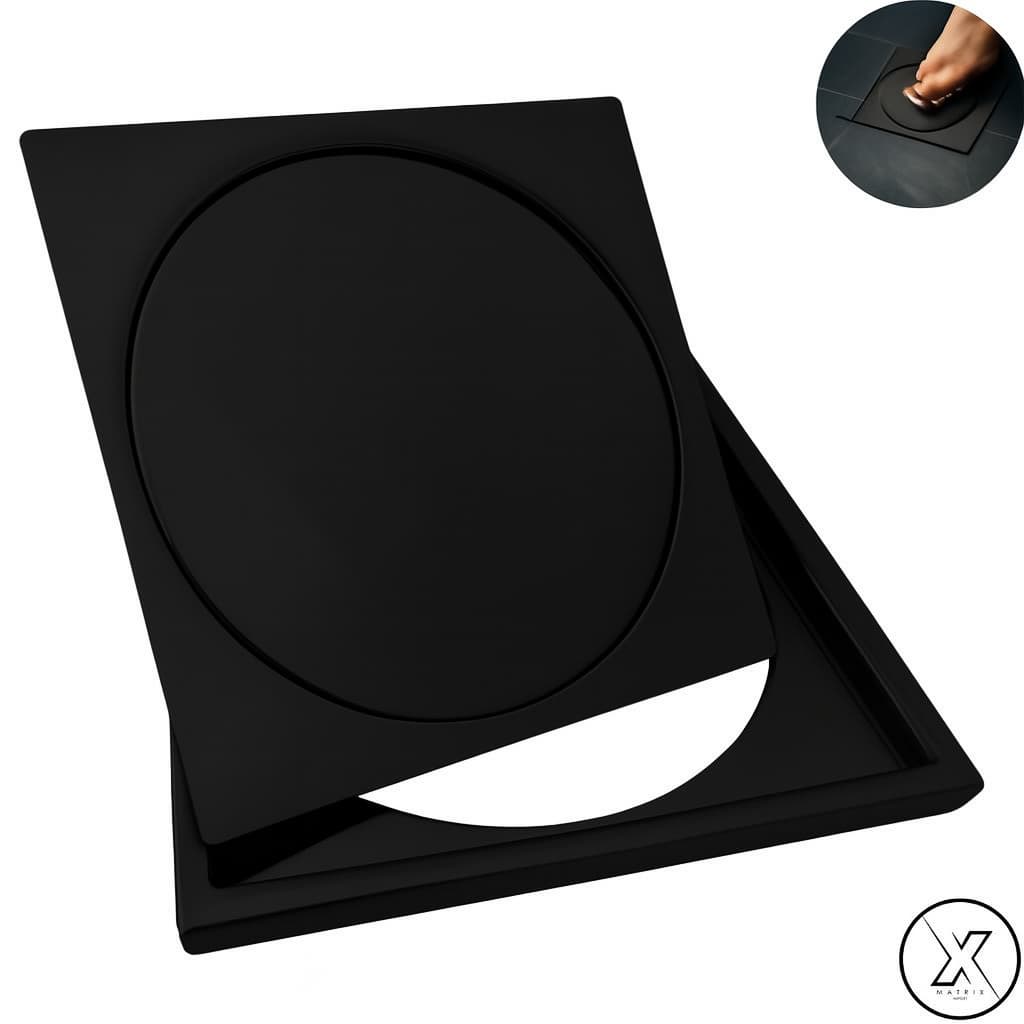 Ralo Click 10x10 Inteligente Pop Up Inox Oculto Invisível Preto+ Porta Grelha Caixilho