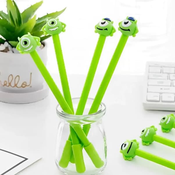 Caneta Gel Mike Wazowski – Monstros S.A. - Kits de 4/8/12 - Papelaria Kawaii e Material Escolar