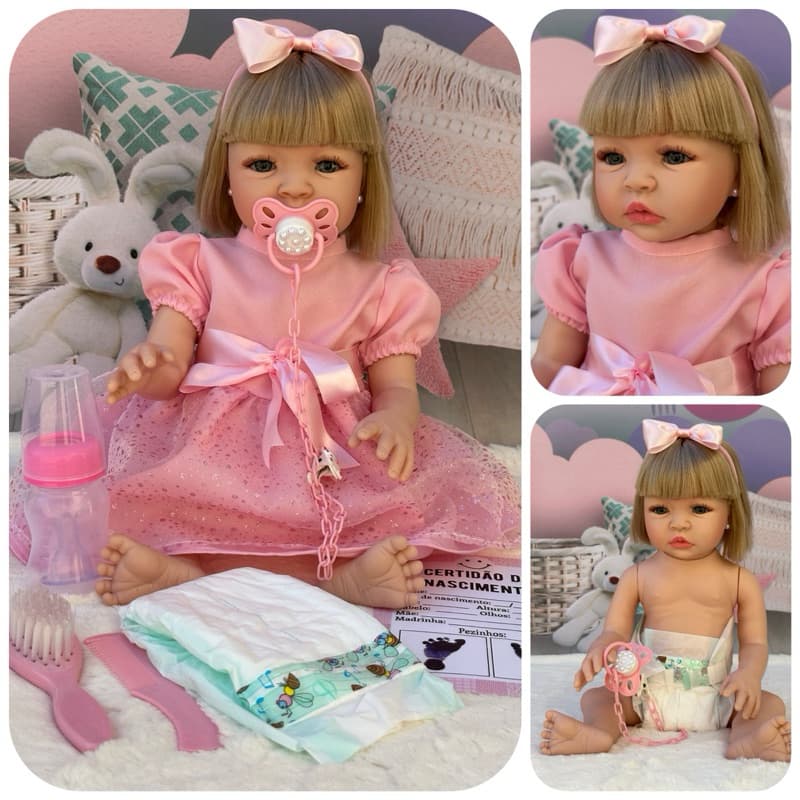 Bebe Reborn Kit Completo Boneca Loira Corpinho Silicone o Melhor Preço Para Menina