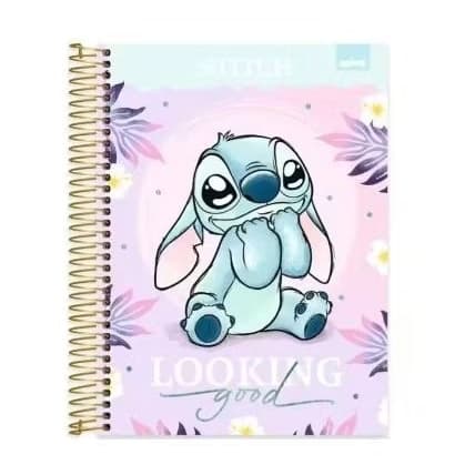 Caderno Universitário Capa Dura, 10 matérias, 160 Folhas, Stitch,Spiral  1 UN