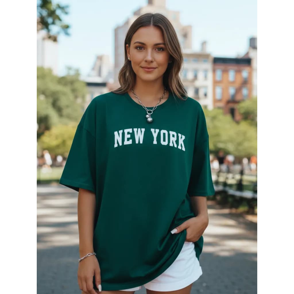 Camisa feminina New York Oversized Streetwear Brooklyn Lançamento Camiseta 100% Algodão