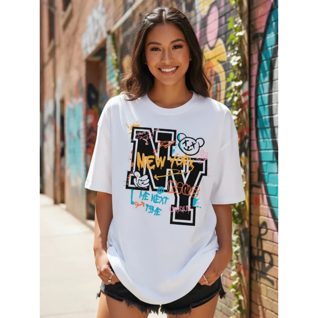 Camiseta unissex Oversized Streetwear New York Brooklyn Blusinha T-Shirt estampada lançamento