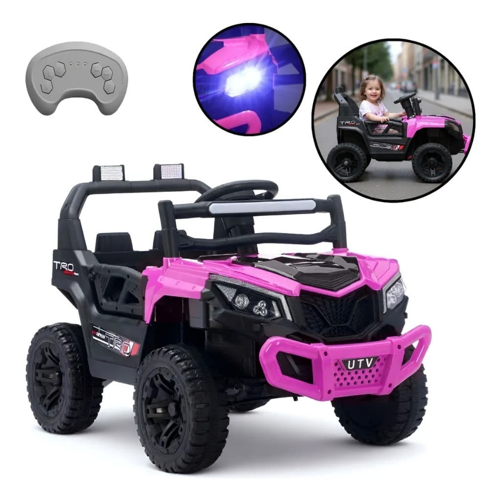 Mini Quadriciclo Utv Infantil 12v Som Bluetooth Luz Carrinho Elétrico com Controle Remoto