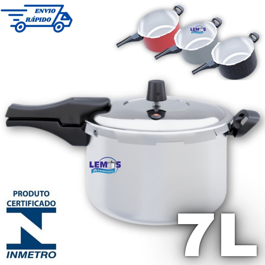 Panela De Pressão Fechamento Externo 7 Litros Cozimento Rapido Com Otima Pressão Certificado Inmetro