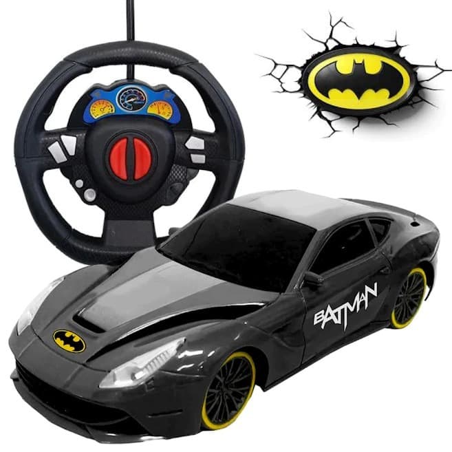 Carrinho Controle Remoto Batman Auto Racing Pilhas Inclusas Rádio Controle Candide Brinquedo Meninos