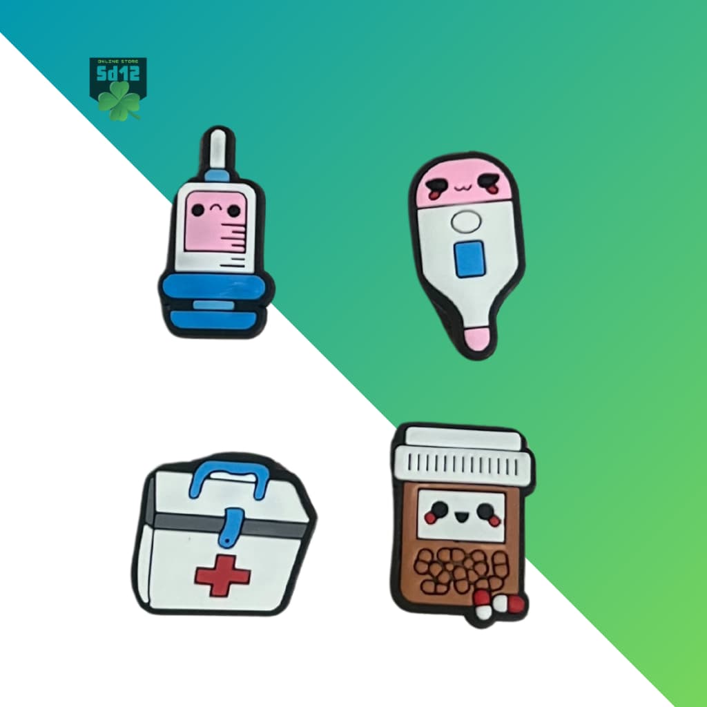 Pin Médico para Babuche – Kit com 4 Modelos Divertidos de Enfermagem e Hospitalar