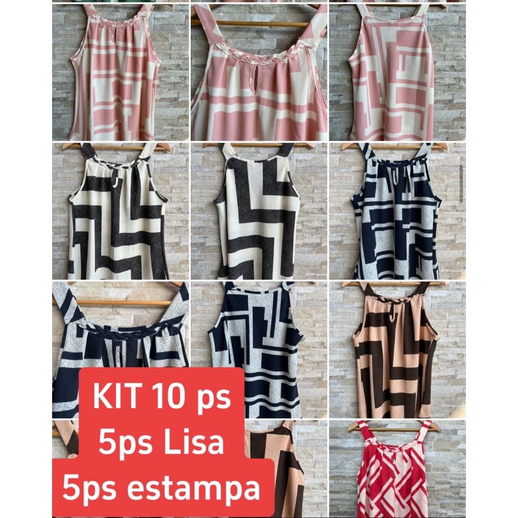 KIT 10 ps regata lisa estampa modelo e cor aleatorio vrao 2026 AO PLUS  SIZE