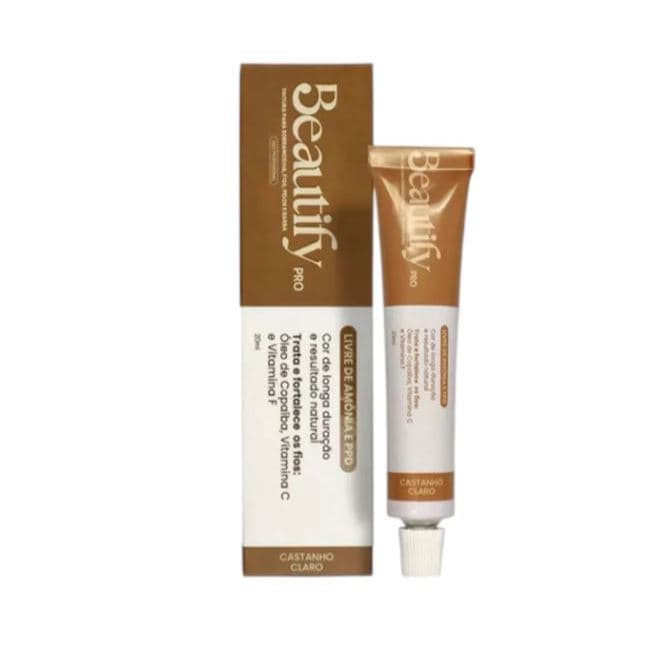 Tinta Para Sobrancelhas Barba Fios Beautify 20ml Sem Amônia - Cor Castanho Claro
