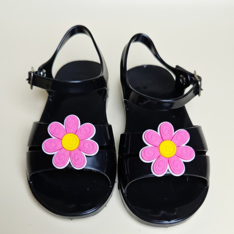 Sandália Infantil Menina Confortável Antiderrapante Rasteirinha Super Leve Flexível Flor Rosa