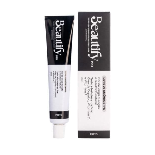 Tinta Para Sobrancelha Barba Fio Beautify Tintura Sem Amônia - Cor Preto