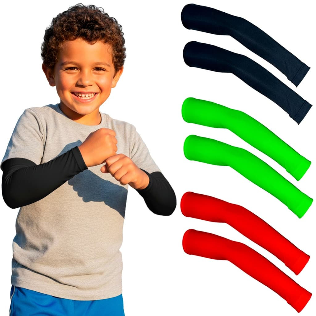 Kit 3 Pares Manguito Manga Juvenil Proteção Solar Unissex Bike Ciclismo MTB Moto Motoqueiro Motoboy