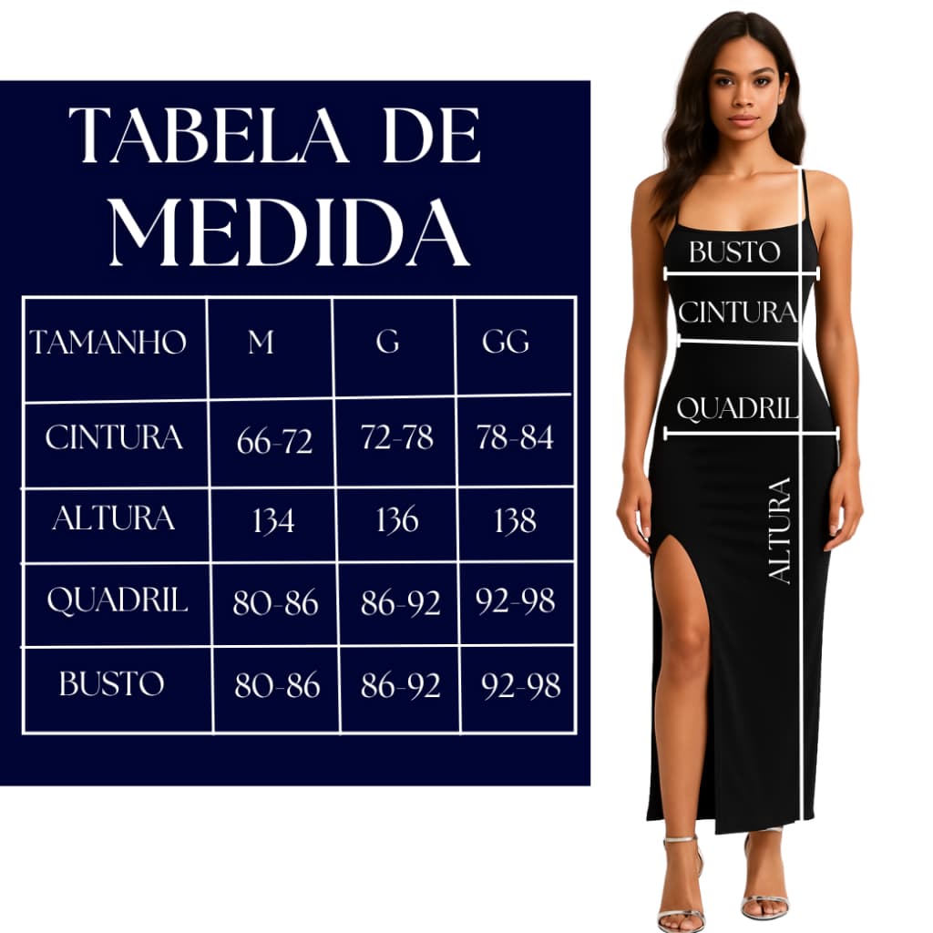 Vestido Feminino Longo Elegante com Costas Nuas Trançadas Fenda Lateral Empina Bumbum sem Bojo