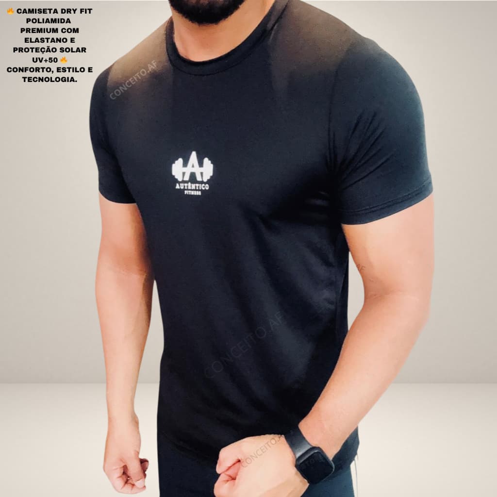 Camiseta Dry Fit Poliamida com Elastano UV+50 | Slim Fit e Tradicional Regular | Secagem Rápida.
