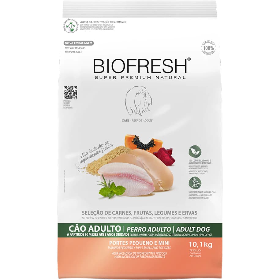 Ração Biofresh Cães Adultos de Raças Pequenas e Mini Seleção de Carnes 10,1KG