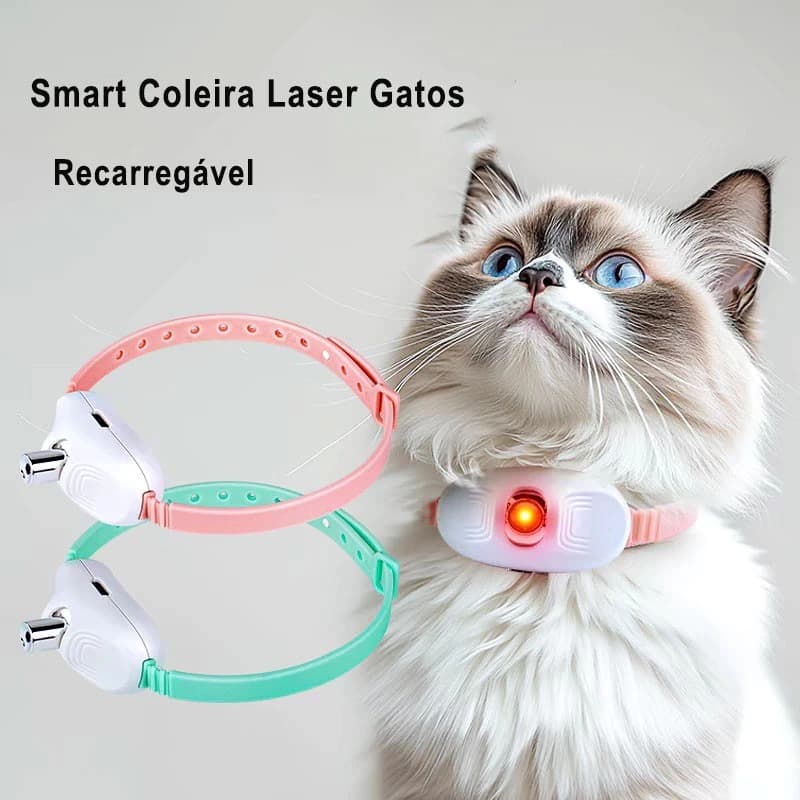 Coleira Laser Automática Recarregável para Gatos – Diversão Garantida