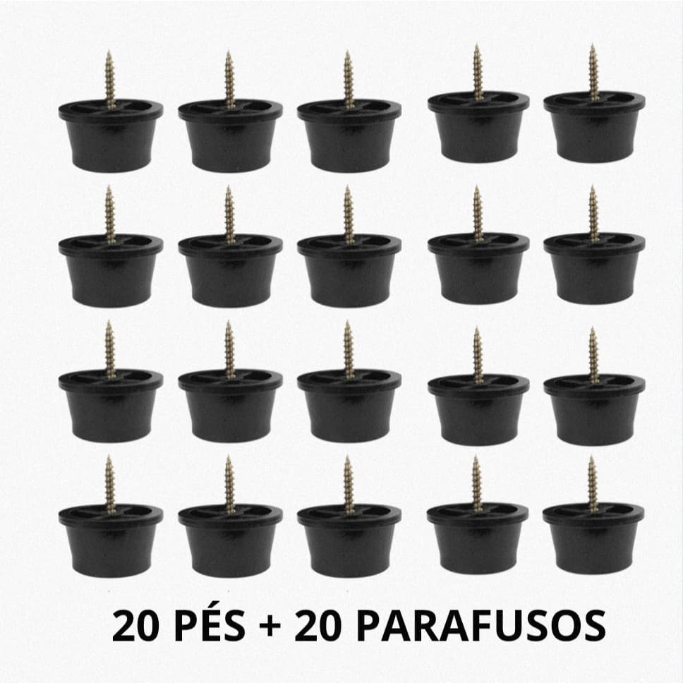 20 Pezinho Sapata para Móveis Armário Puff + 20 Parafusos